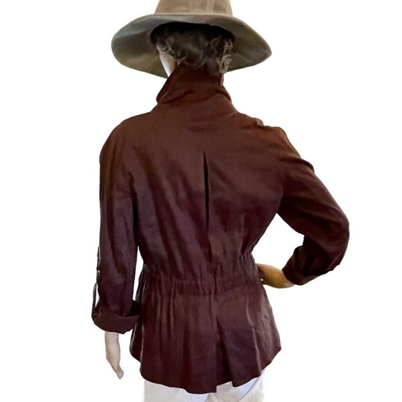 Cache Womens Brown Linen Blend Utility Jacket Sz S - Picture 3 of 14